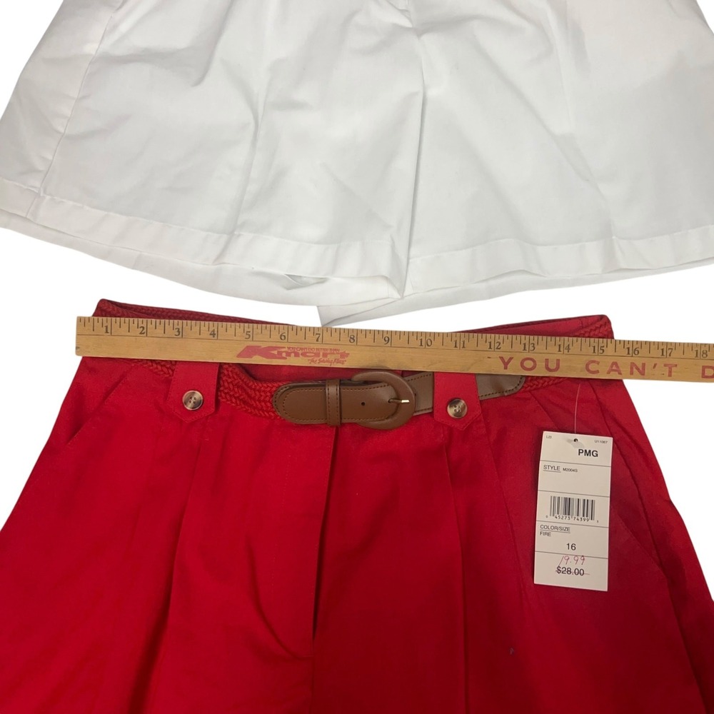 Vintage Belted Pleated Shorts Bundle 2 Pc 16 High Rise Preppy Retro NWT Vacation - Picture 4 of 13